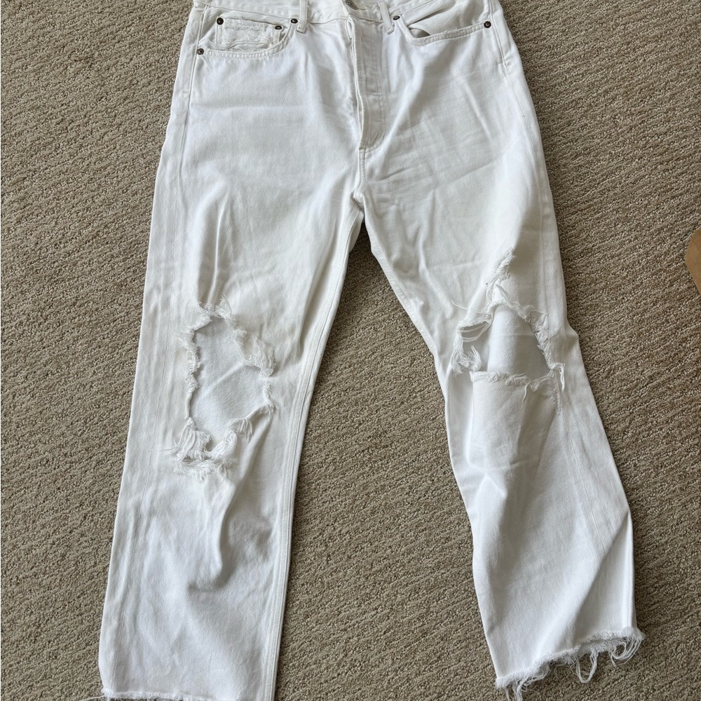 Agolde Cream Denim Pants